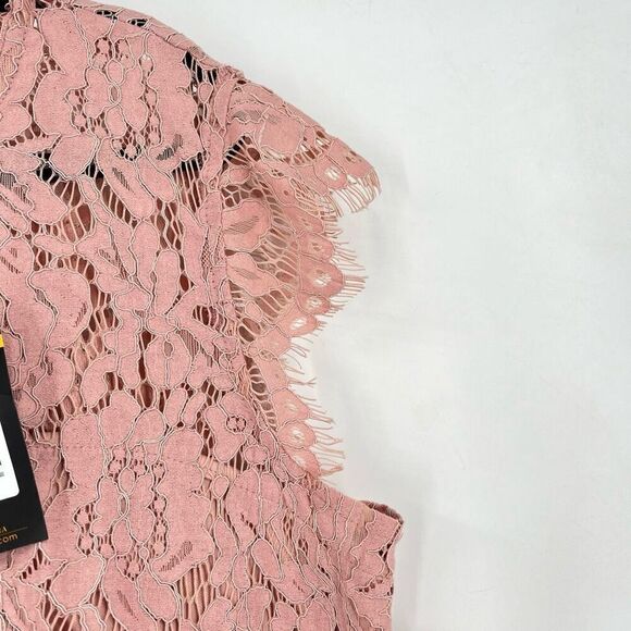 NWT Miusol Women's‎ Retro Floral Lace Evening Cocktail Mini Dress Size XL Pink - Picture 8 of 12
